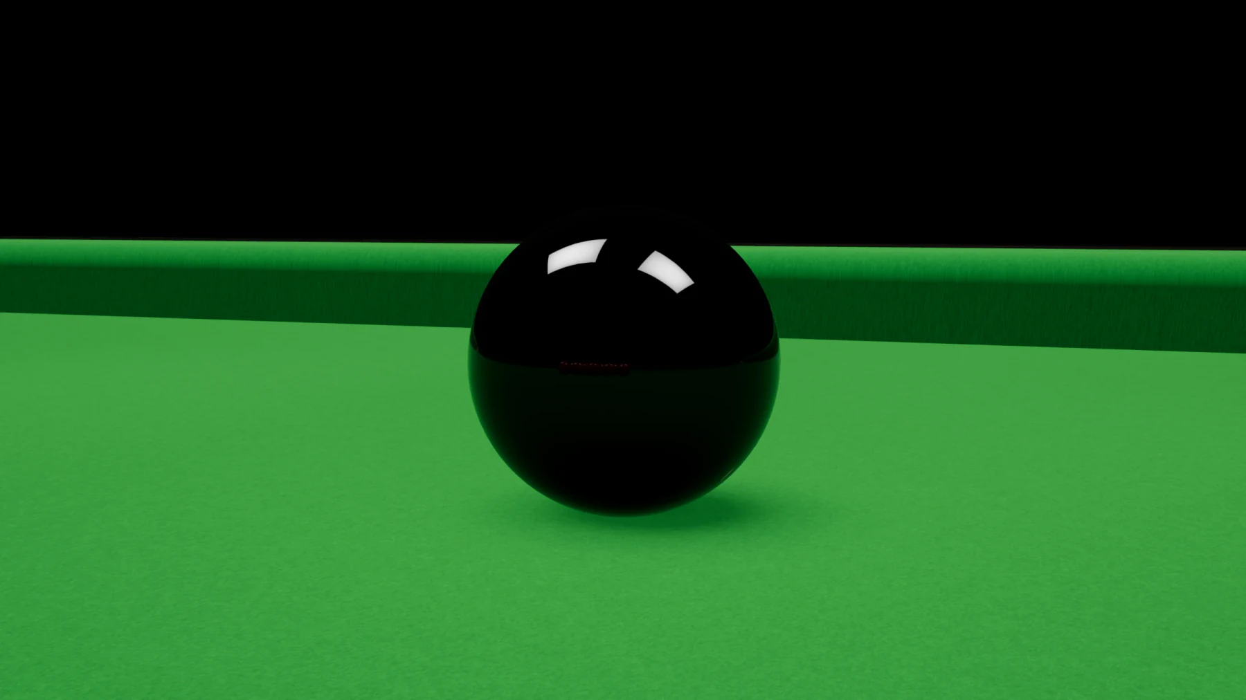 The black ball on its spot, lit on the green baize, with the darkened hall beyond